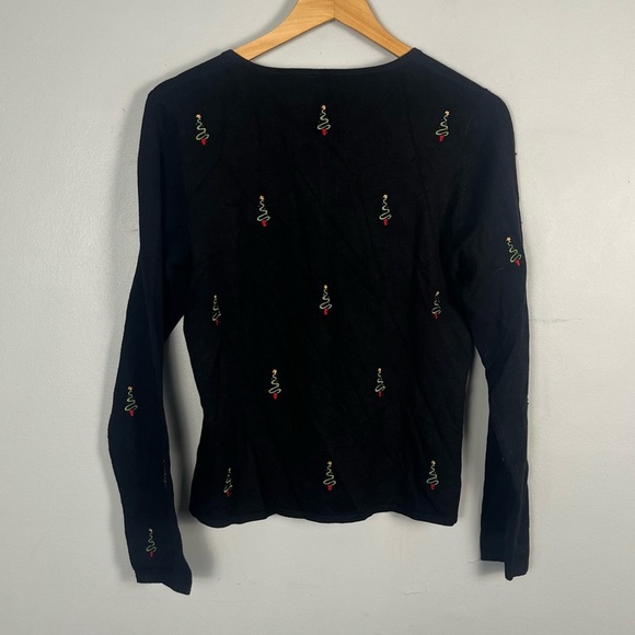 Etoile black Christmas tree button front cardigan size medium - Picture 4 of 4